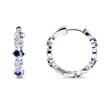 Huggie Hoop Earrings Simulated Blue Sapphire 925 Sterling Silver Wholesale